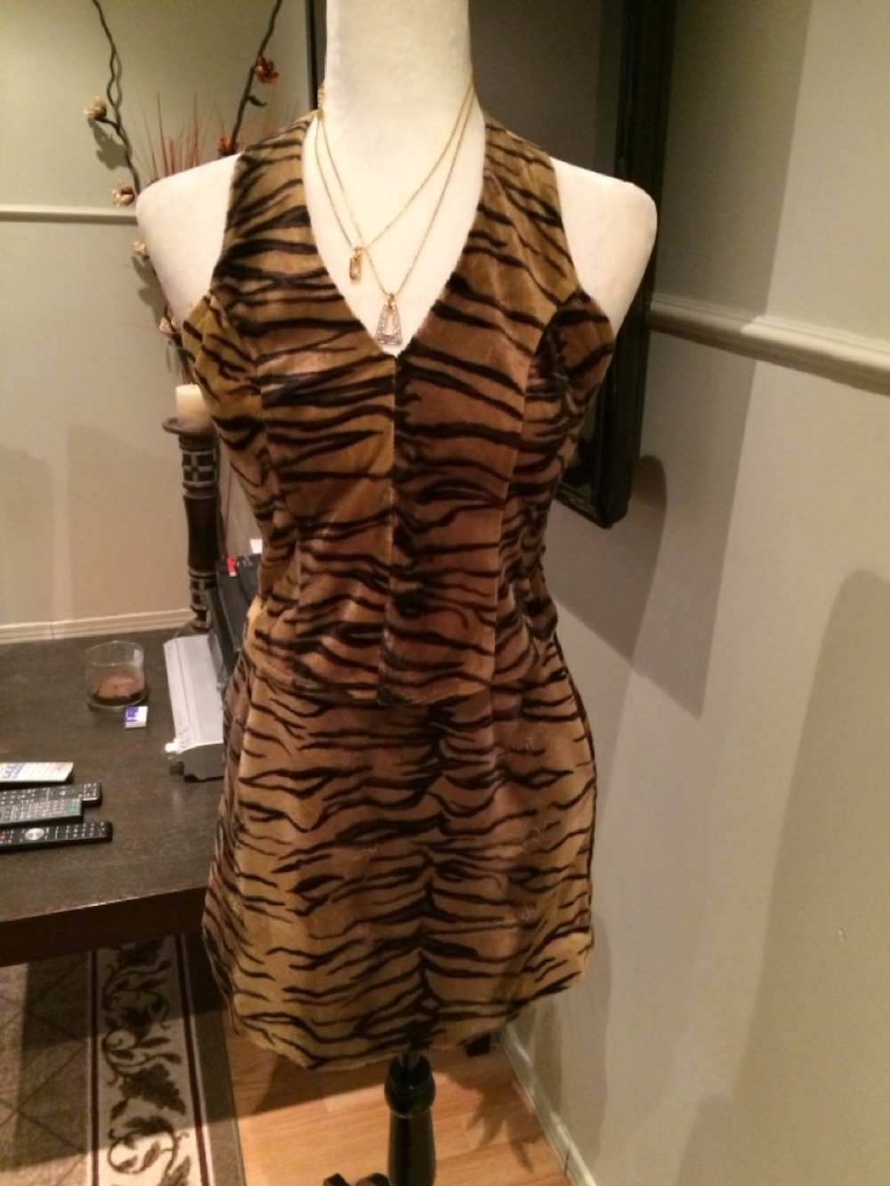 Tiger Print Halter Top with matching Skirt